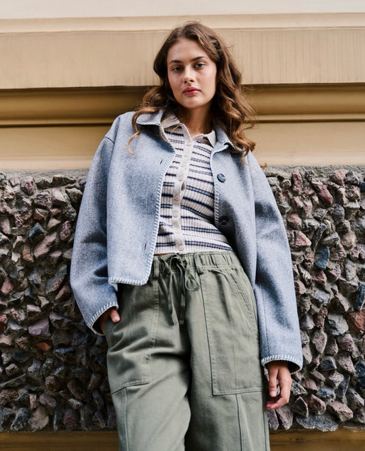 24COLOURS Beige Striped Cardigan