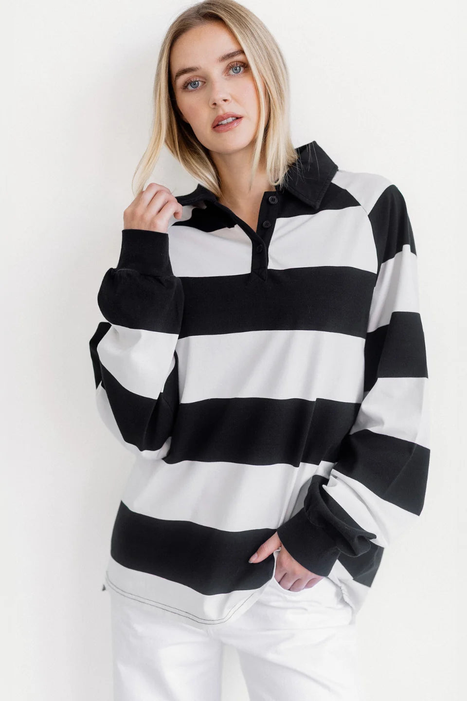 Brunette the Label Classic Rugby Polo | Washed Black