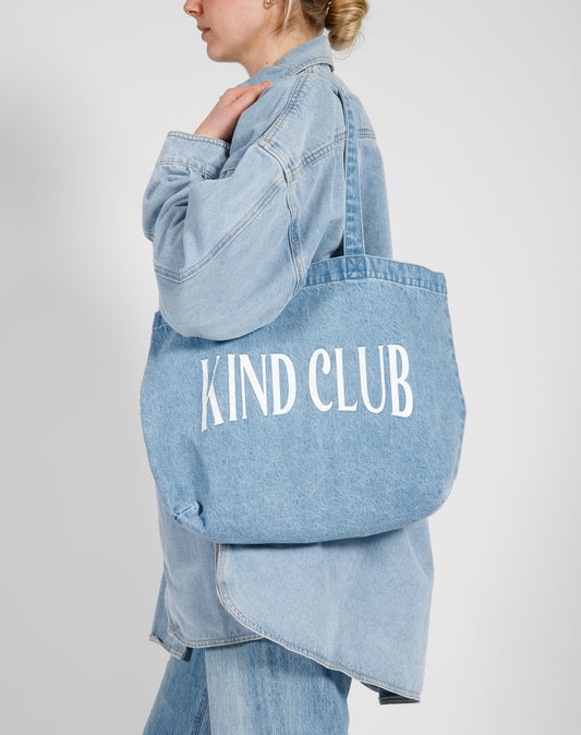 Brunette the Label The "KIND CLUB" Tote Bag | Light Denim