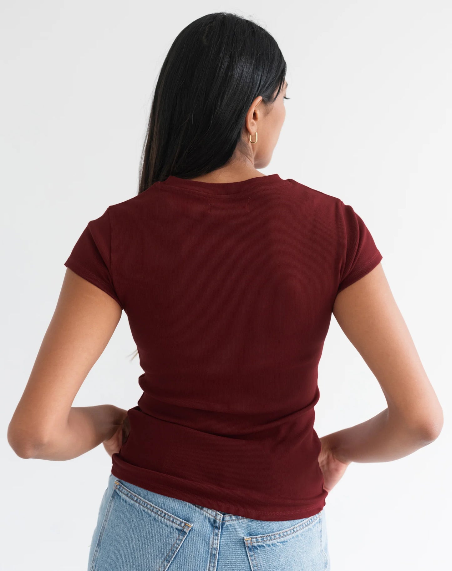 Brunette the Label Ribbed Tee | Burgundy