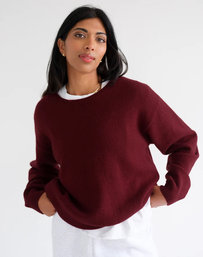 Brunette the Label Oversized Knitted Crew | Burgundy