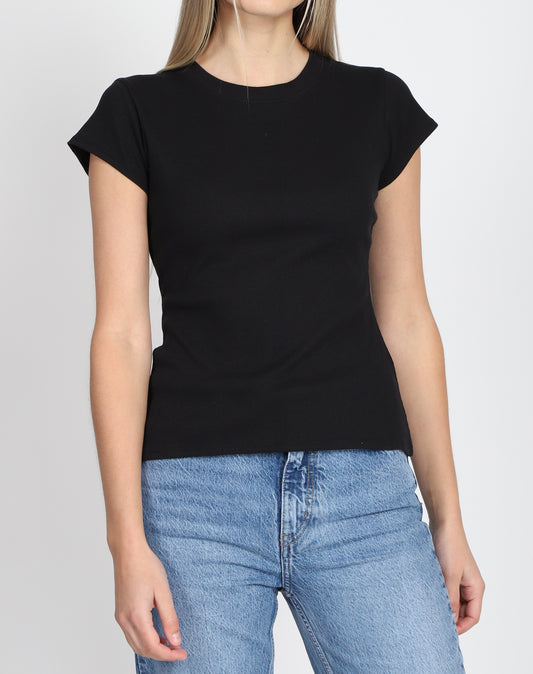 Brunette the Label The Ribbed Fitted Tee | Black