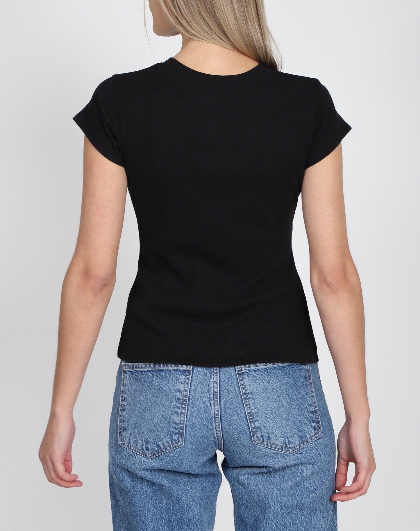 Brunette the Label Ribbed Fitted Tee | True Black