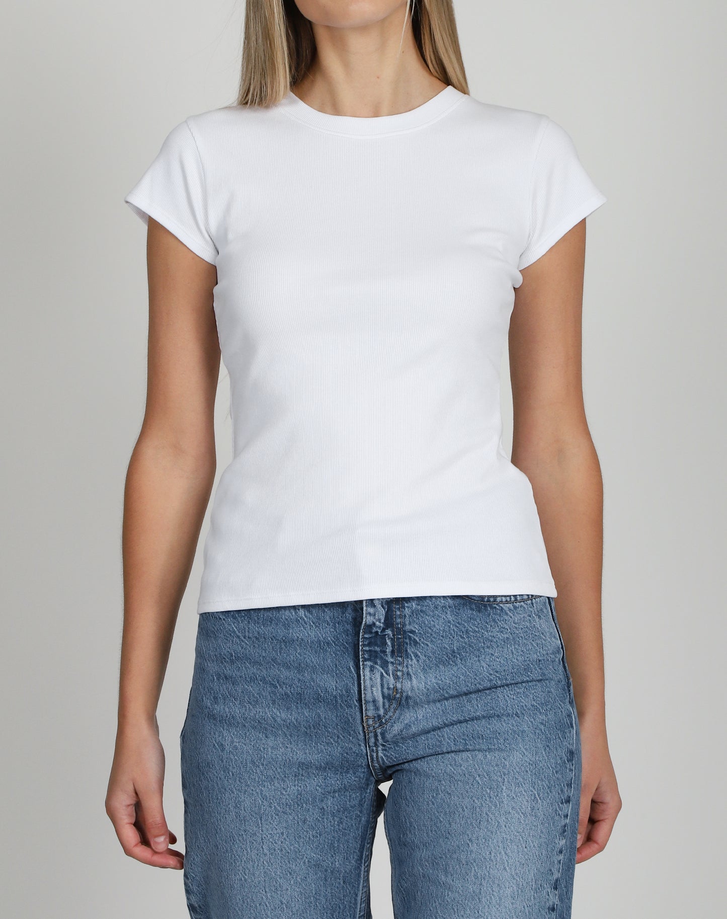 Brunette the Label The Ribbed Fitted Tee | White