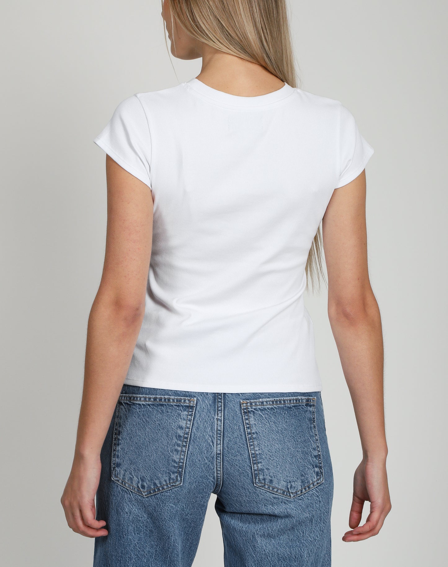 Brunette the Label Ribbed Fitted Tee | White