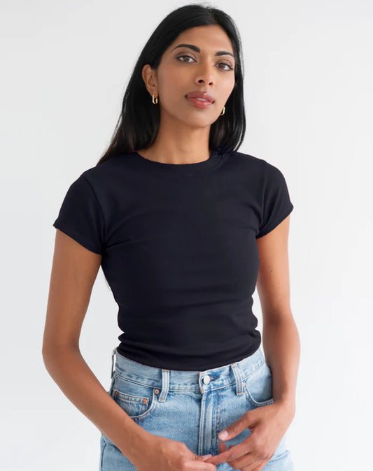 Brunette the Label Ribbed Tee | Navy