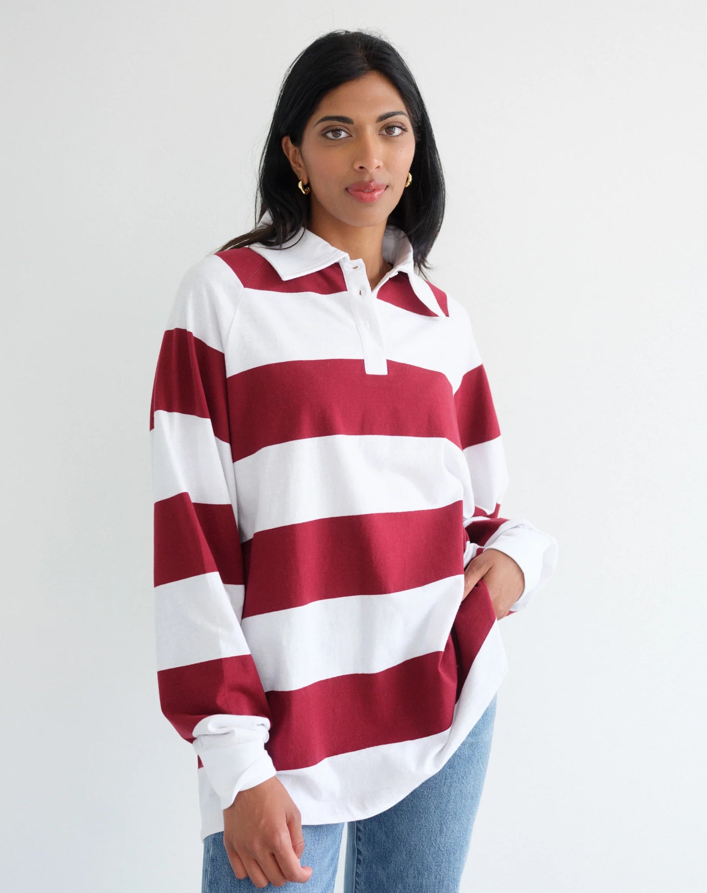 Brunette the Label Rugby Polo Shirt | Burgundy