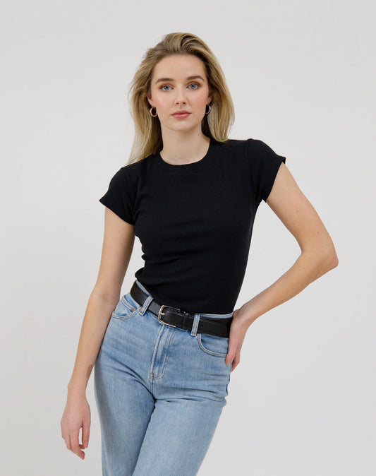Brunette the Label Ribbed Tee | Black