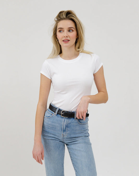 Brunette the Label Ribbed Tee | White