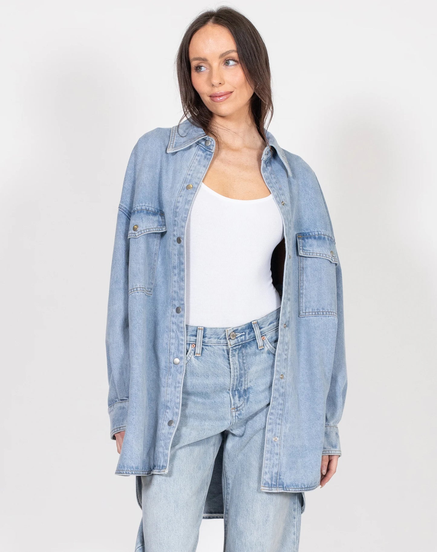 Brunette the Label 'Shania' Denim Jacket | Light Blue Denim