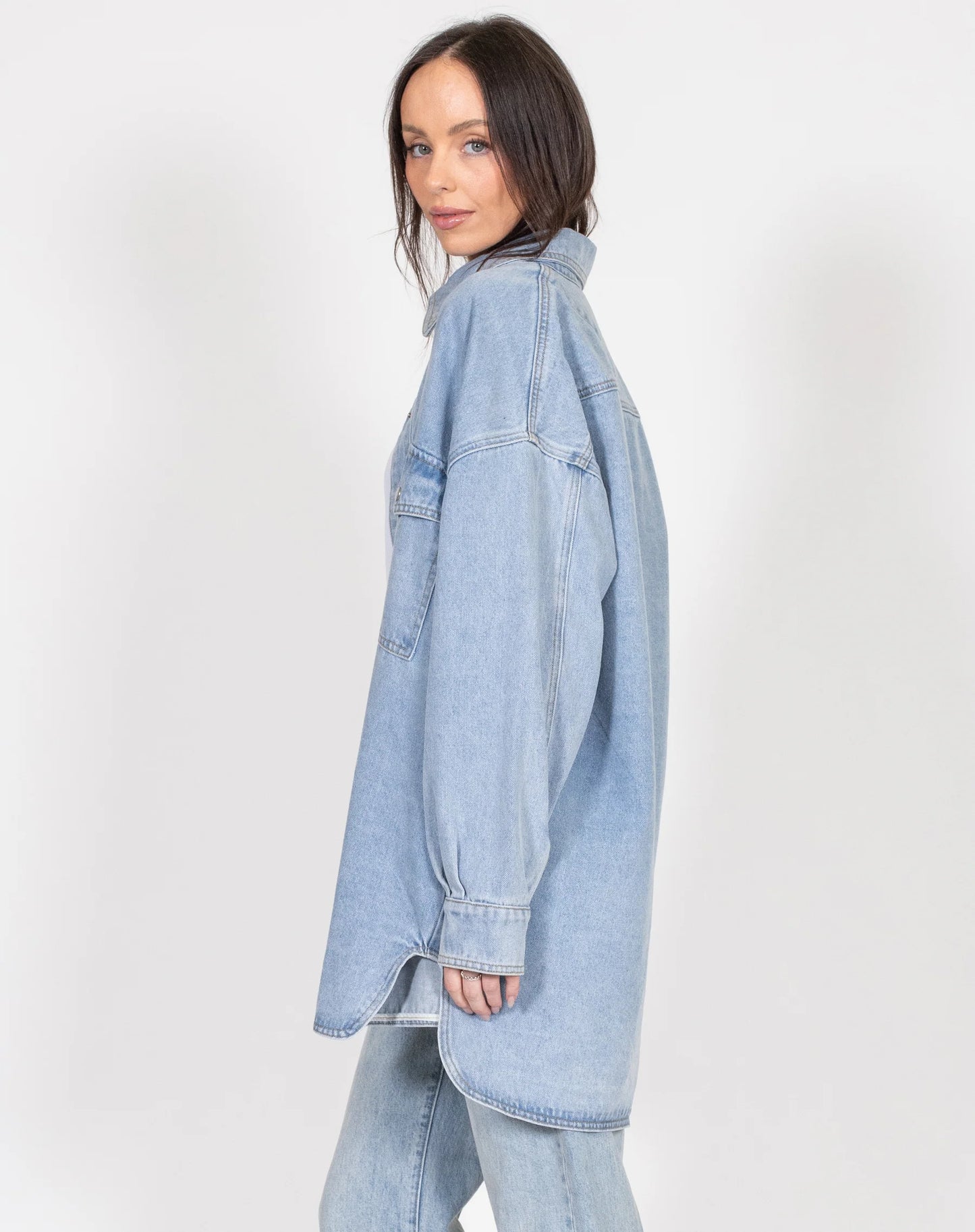 Brunette the Label 'Shania' Denim Jacket | Light Blue Denim