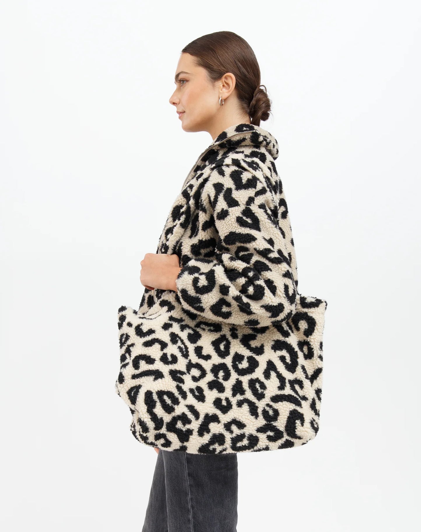 Brunette the Label Tan Leopard Sherpa Tote