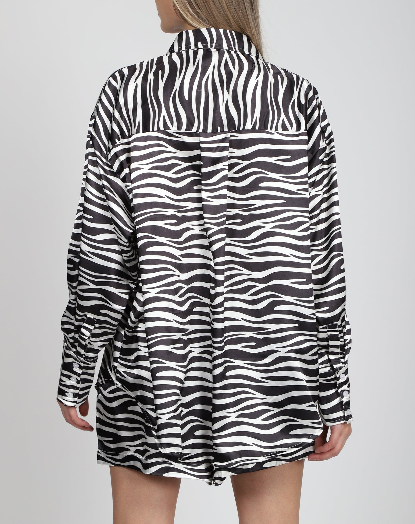 Brunette the Label The "BIANCA" Silk Button Up Shirt | Zebra