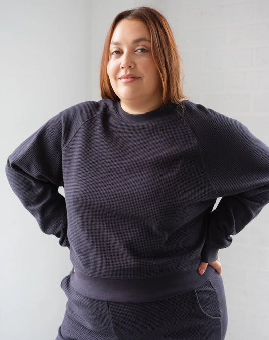 Brunette the Label Navy Waffle Raglan Shirt