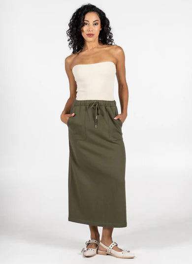 C'est Moi 1001 Olive Cotton Fleece Skirt