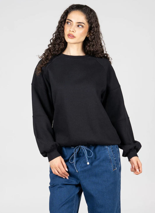 C'est Moi Black Oversized Crew Neck Sweatshirt