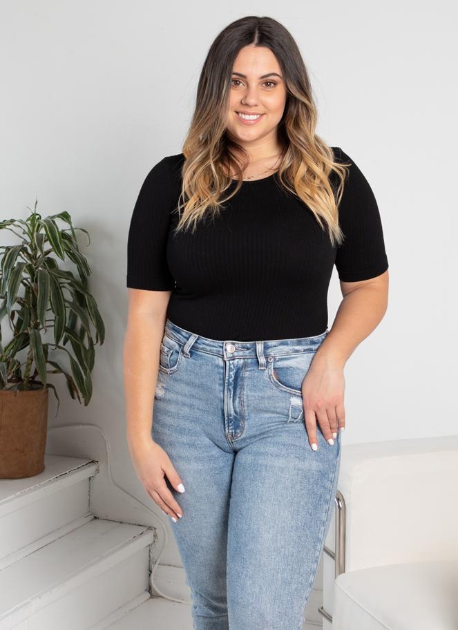 C'est Moi Seamless Rib S/S Crew Neck Top
