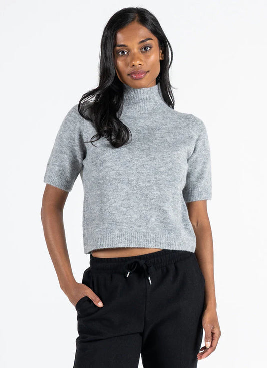 C'est Moi Heather Grey Mock Neck Sweater