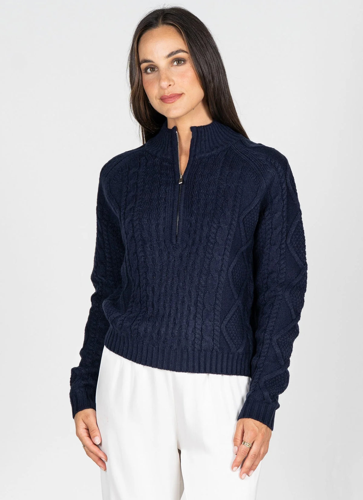 C'est Moi Deep Navy Cable Knit Sweater