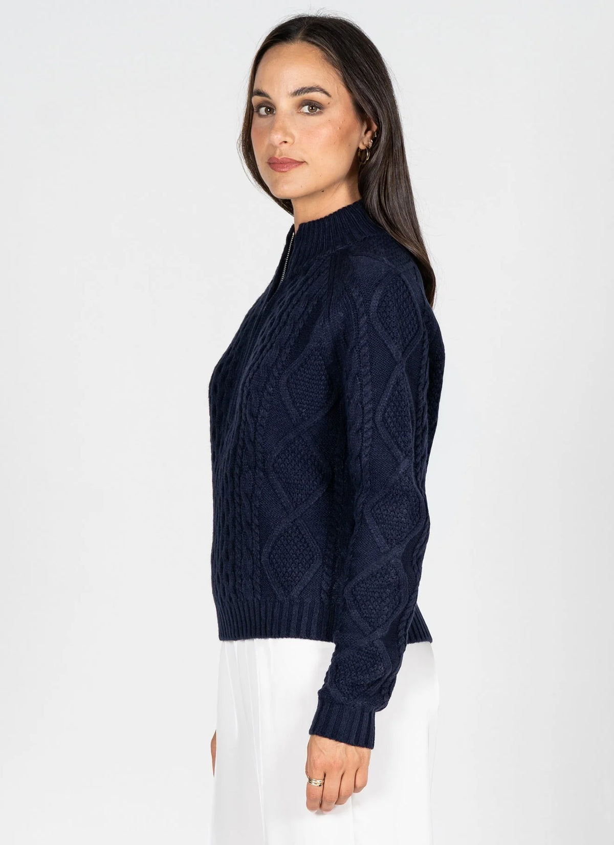 C'est Moi Deep Navy Cable Knit Sweater