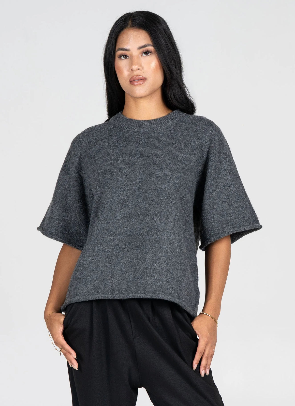 C'est Moi Charcoal Crew Neck Sweater