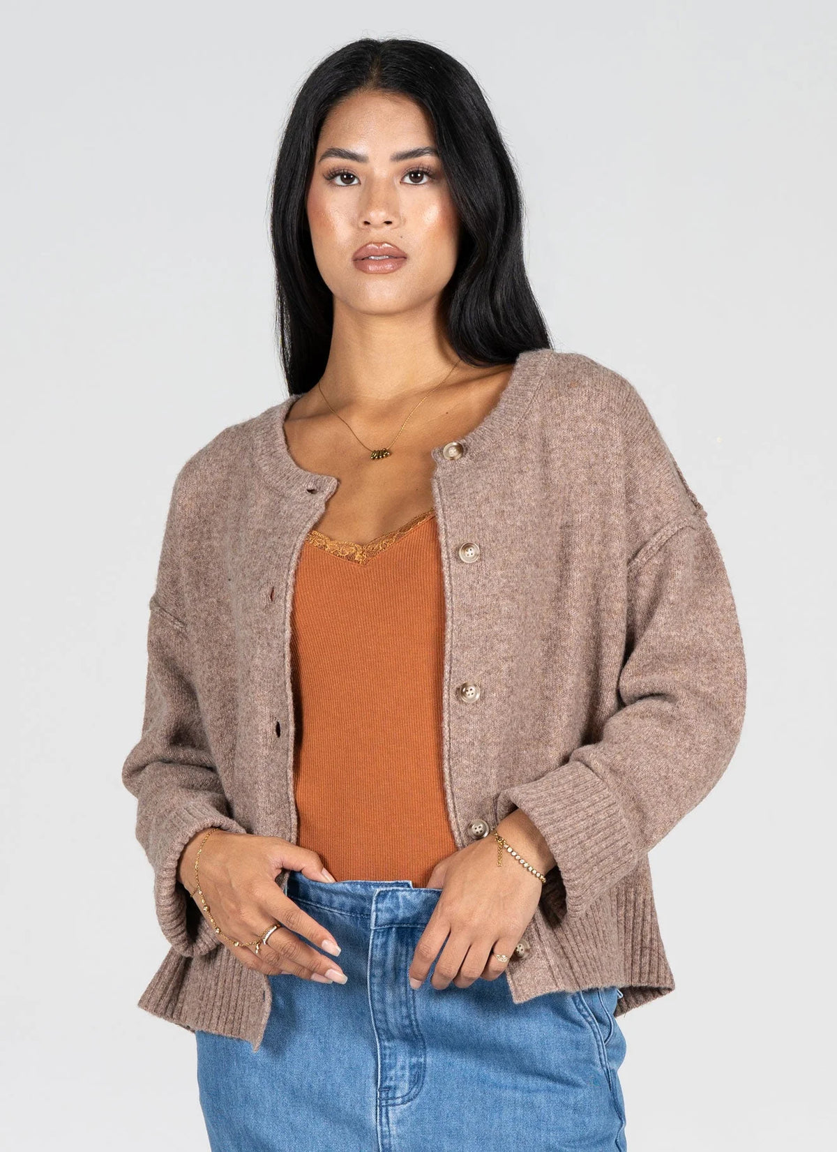 C'est Moi Heather Brown Cardigan