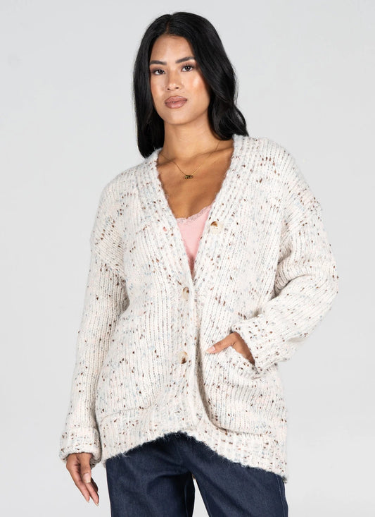 C'est Moi Ivory Brown Cardigan