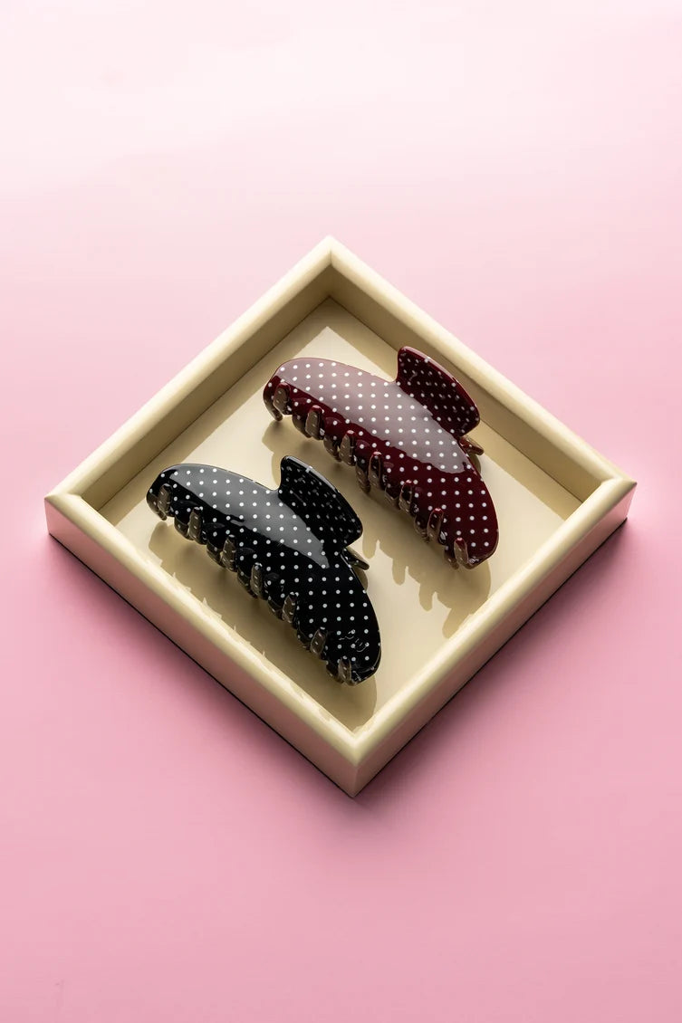 Pixie Woo Burgundy Polka Dot Crescent