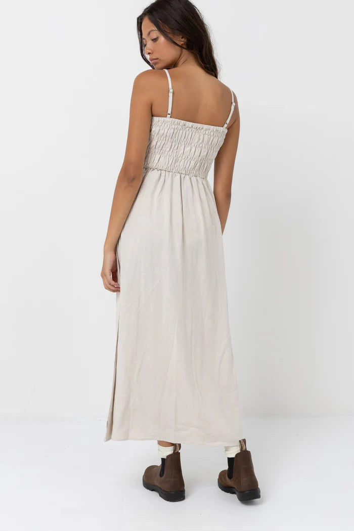 Rhythm Oat Classic Shirred Midi Dress