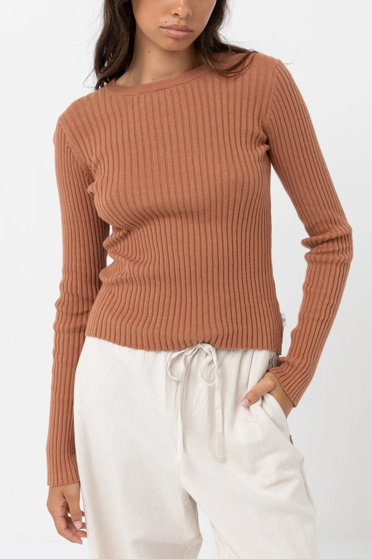 Rhythm Cinnamon Classic Knit Long Sleeve Top