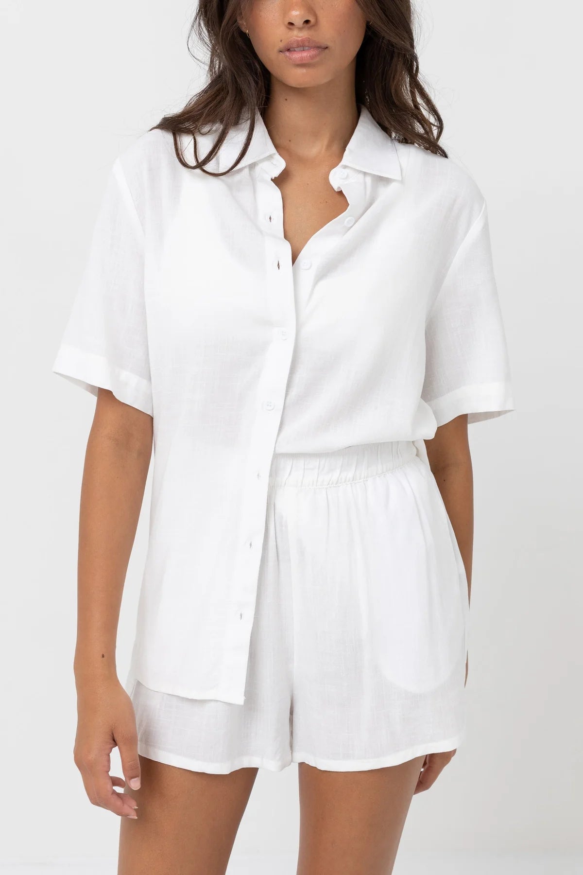 Rhythm White Classic Loung Shirt