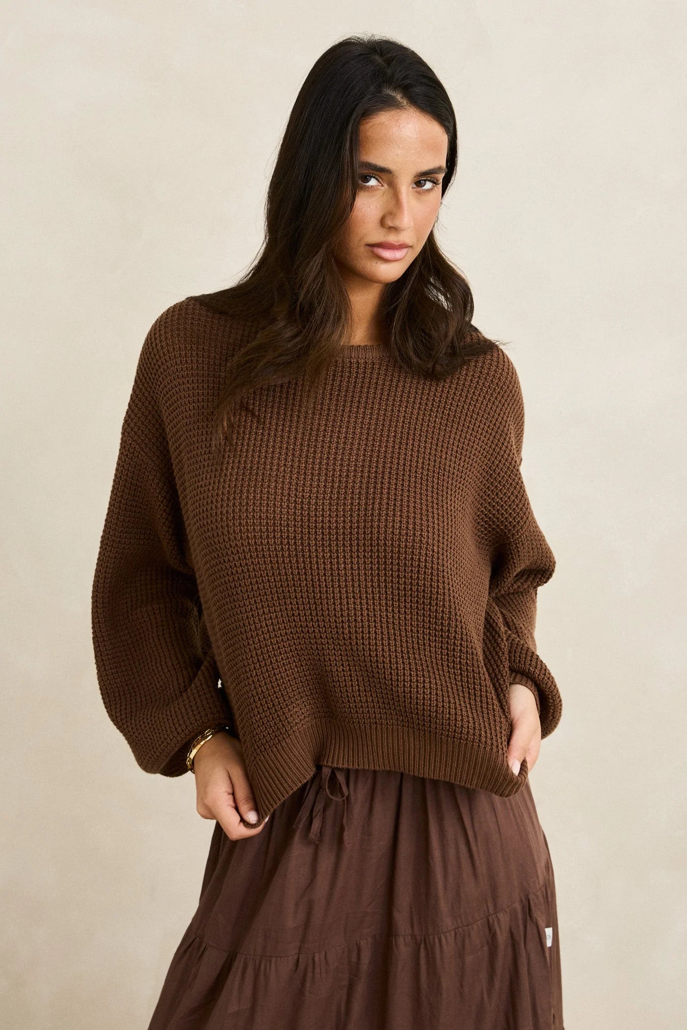 Rhythm Chocolate Classic Knit Sweater