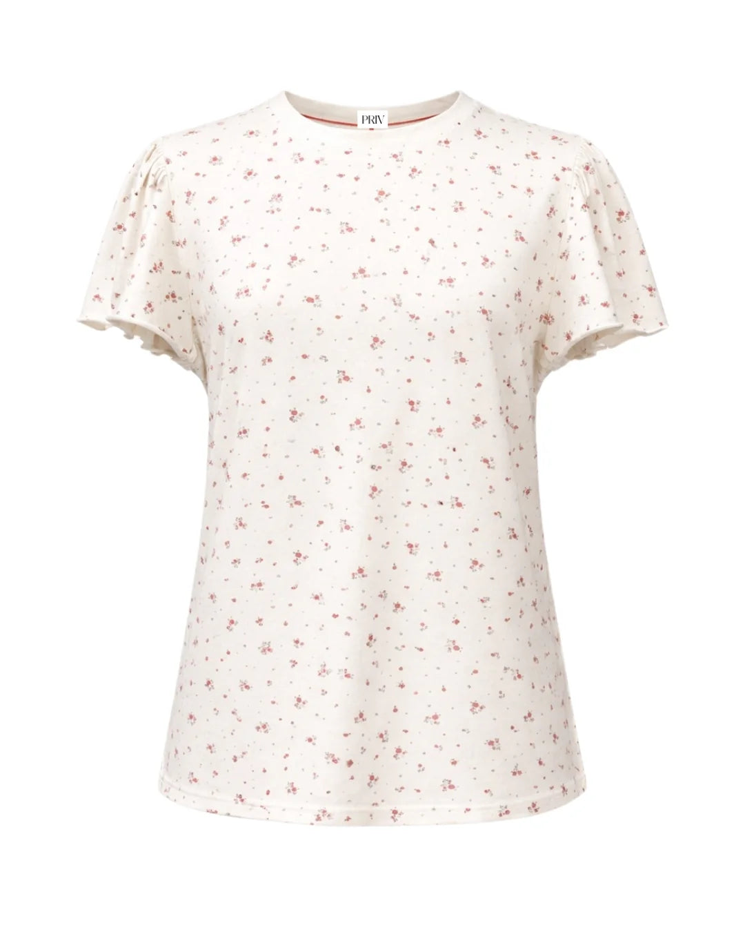 PRIV Colette Puff Sleeve Floral Tee Red