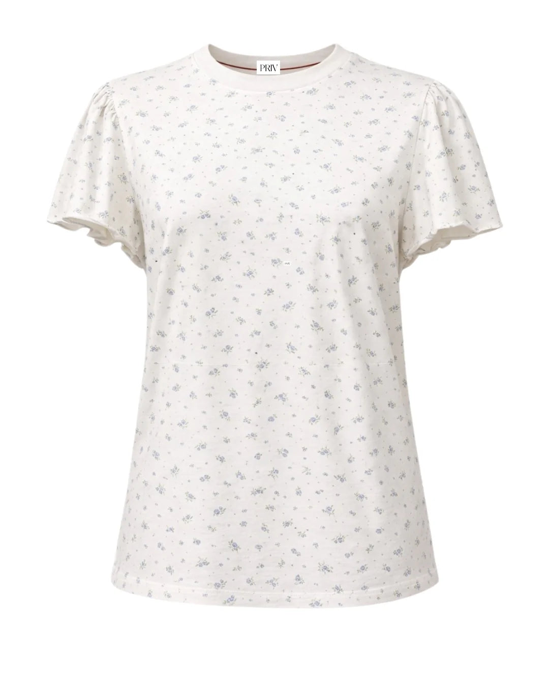 PRIV Colette Puff Sleeve Floral Tee Blue