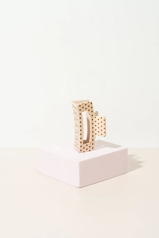 Pixie Woo Beige Polka Dot Clip- Small
