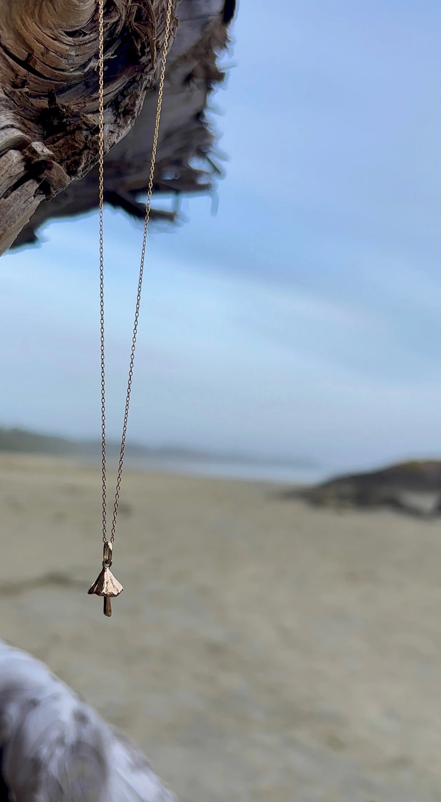 Little Gold Mushroom Necklace