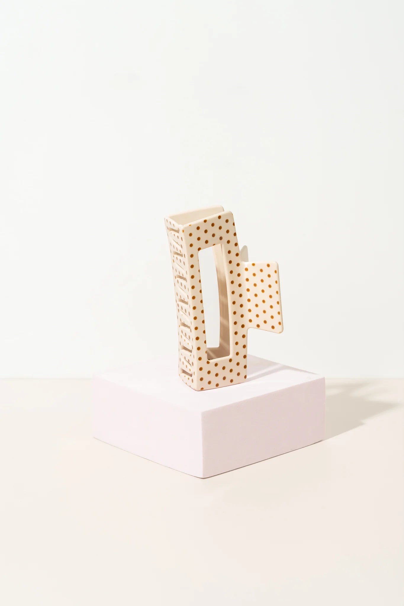 Pixie Woo Beige Polka Dot Clip- Medium