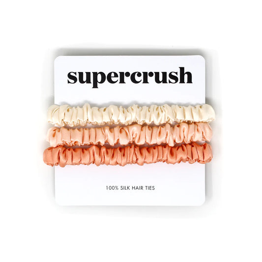Supercrush Silk Hair Ties | Fuzzy Peach