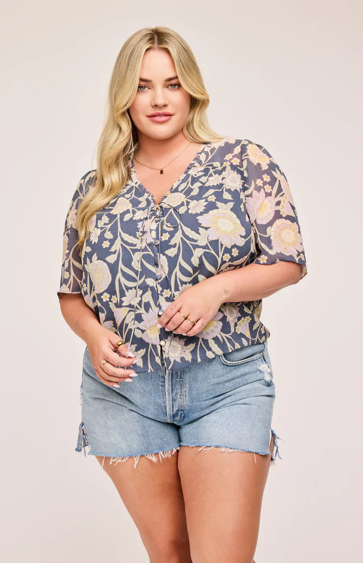 Gentle Fawn Blue Floral Alexandra Blouse