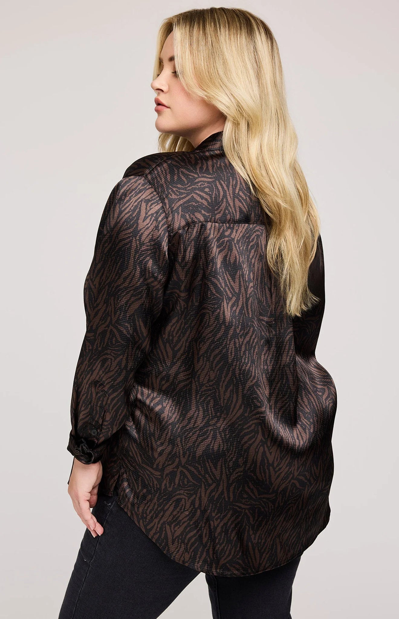 Gentle Fawn Java Print Simone Satin Button Down Shirt