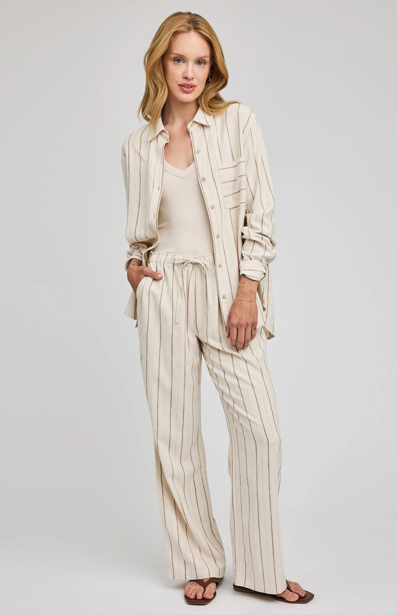 Gentle Fawn Linen Stripe Portia Button Down Shirt