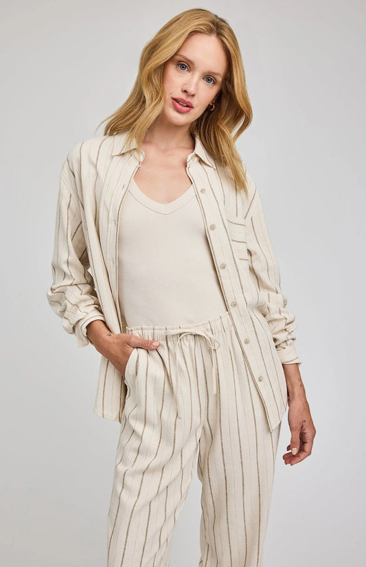 Gentle Fawn Linen Stripe Portia Button Down Shirt