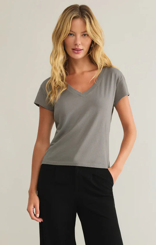 Z Supply Graphite Grey Modern V-Neck Tee