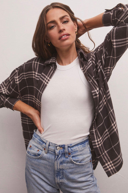 Z Supply Black River Plaid Button Up