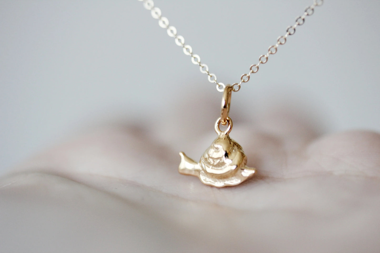 Little Gold Tiny Snail Necklace