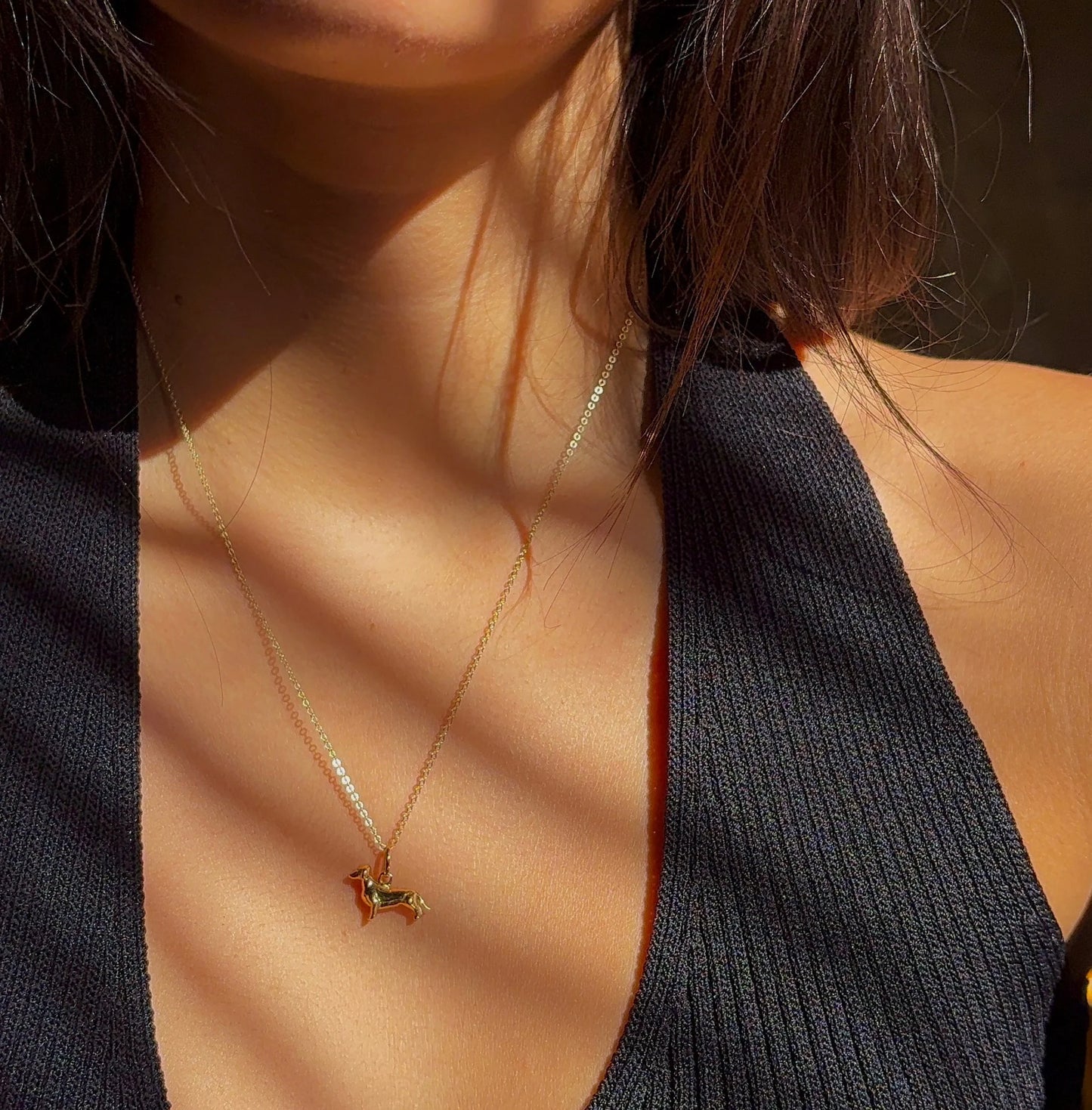 Little Gold Dachshund Necklace