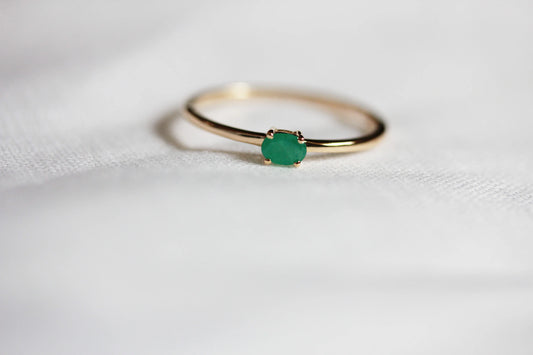 Little Gold Mini Gem Stacking Ring in Emerald