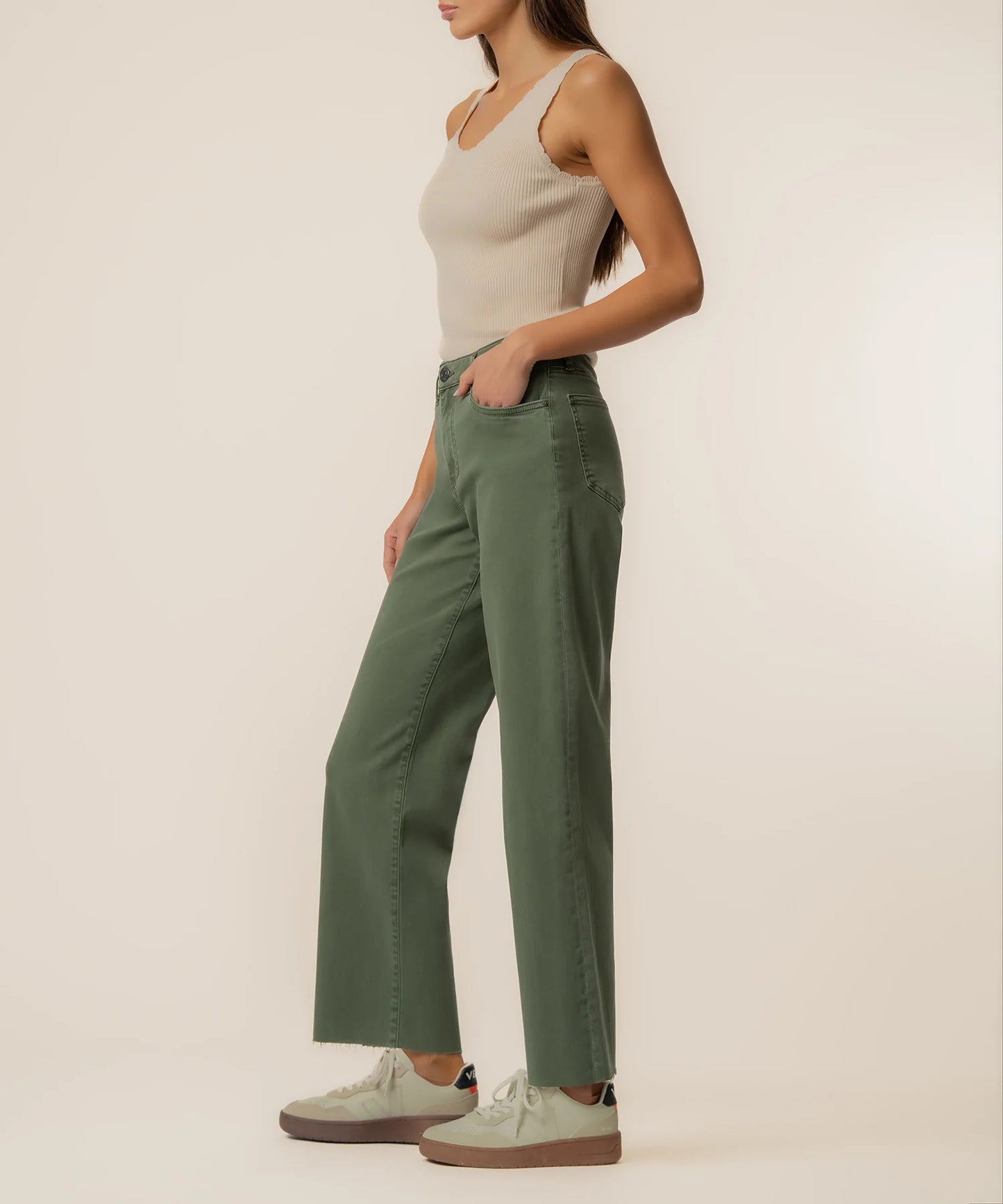 Kut from the Kloth Charlotte High Rise Wide Leg Seaweed Jean