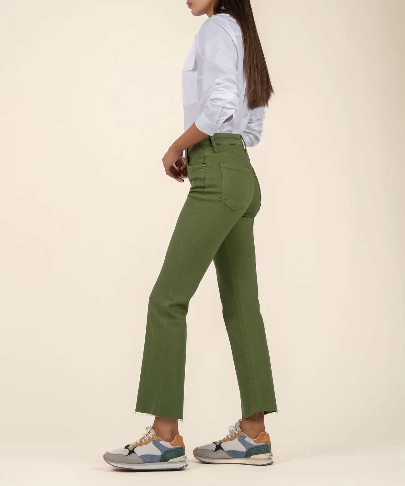 Kut from the Kloth Kelsey High Rise Ankle Flare Army Green Jean