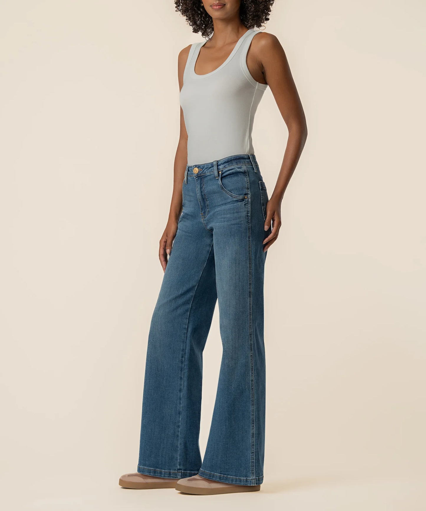 Kut from the Kloth Jean High Rise Wide Leg Incandescent Jean